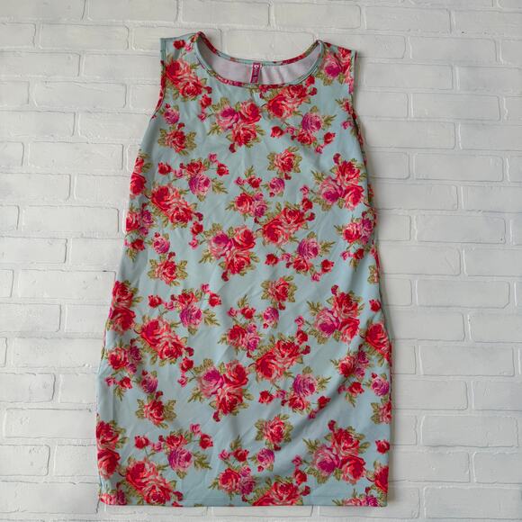 Double Take Women's Y2K Blue Pink Rose Tube Sleeveless Dress Plus Size 3x - Picture 3 of 7